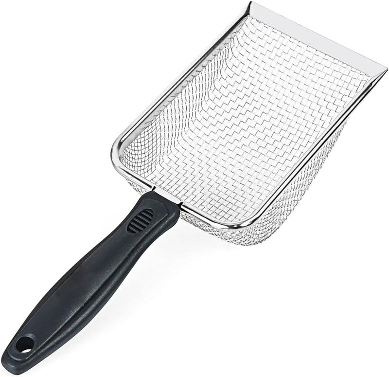 SmartTail Cat Litter Scoop, Stainless Steel Mesh Scoop Away Cat Litter, Kitty Litter Scoop 2.8mm Hole, Non-Stick Cat Litter Scoop for Crystal Litter|Pine Pellets|Small Pieces, Litter Cleaner Beach Mesh Shovel - Image 1